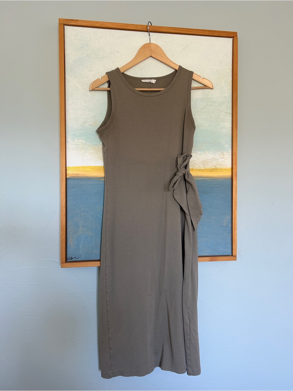 Mod Ref Sleeveless Tie-Waist Midi Dress in Sage Green